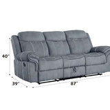 Gray Velvet Recliner with & Table - 3 Seat, and Relaxing, Stable, Stylish Tuft Workmanship, Soothing Two Tone Port Table, Soft Fluffy, Strong Wood Metal Frame, Classy Tufting, Comfy MOOSH