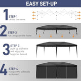 Outvita 10x20ft Pop Up Canopy Tent, Outdoor Instant Shelter Folding Canopy with 6 Side Walls and Carry Bag for Commercial Events, Party, Backyard BBQ, Camping Black Outvita