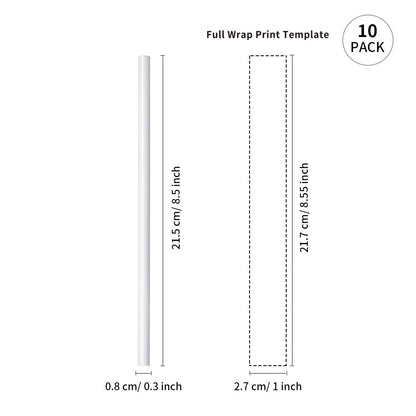 PYD Life 10 PCS Sublimation Reusable Drinking Stainless Steel Metal Straws Blanks White 0.3" x 8.5" for 20 OZ Stanley Tumblers 16 OZ Sublimation Skinny Tumblers Coffee Cups