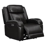 Watson & Whitely Genuine Leather Power Recliner Chairs for Adults, Wall Hugger RV Recliner with Power Headrest & Charging Ports, Electric Recliner Sofa Chair for Living Room, Black