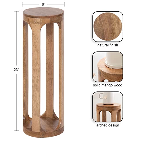 Kate and Laurel Dahl Modern Wooden Decorative Drink Table for Plant Display and Item Storage, 8x8x23, Natural Kate and Laurel