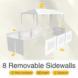 Greesum 10x30 Outdoor Canopy Tent Patio Camping Heavy Duty Gazebo Shelter Party Wedding BBQ Events with Side Removable Walls, Waterproof Shelter, White Greesum