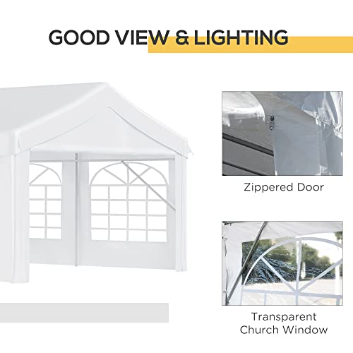 Outsunny 13 x 26 ft Heavy Duty Party Tent Outdoor Gazebo Wedding Tent Event Shelter Carport BBQ with Removable Sidewalls & Windows, Outside Waterproof Canopy for Parties, White Outsunny