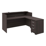 Bush Business Furniture Arrive 72W x 72D L Shaped Reception Desk with Counter and Mobile File Cabinet in Storm Gray Bush Furniture