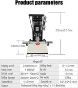Hinge Drilling Machine Portable Hinge Drilling and Boring Machine for Woodworking, 1100W, 2880 RPM, 0-40mm Depth - Perfect for Cabinets, Wardrobes, and Home Improvement Projects.(110v) HEQIM