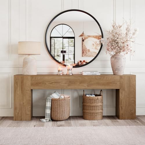 Epecoya Extra Long Console Tables for Entryway 86-Inch, Farmhouse Couch Table Behind Sofa Wooden, Modern Entryway Table for Entrance, Hallway, Living Room, Apartment, Natural Oak Brown Epecoya