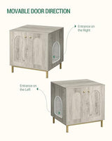 Hzuaneri Cat Litter Box Enclosure, Hidden Litter Box Furniture, Wooden Pet House Side End Table, Storage Cabinet Bench, Fit Most Cat and Litter Box, Living Room, Bedroom, Greige and Gold CB81205G Hzuaneri