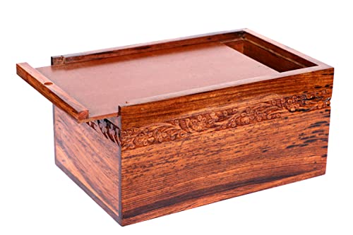 Engrave Handmade Urn Box for Human Ash Wood Tree Urn Unique Design Handcrafted Personalized Wooden Urn by Sunrise Wood Store (M 9x5.5 Inches) - WoodArtSupply