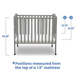 Delta Children Folding Portable Mini Baby Crib with 1.5-inch Mattress - Greenguard Gold Certified, Grey Delta Children