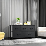 DWVO 5 Dresser for Bedroom, Fabric Dresser with 5 Drawers, Chest of Drawers for Closet, Black Dresser & Chest of Drawers DWVO