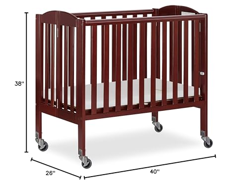 Dream On Me 2-in-1 Folding Birch Portable Crib, Cherry