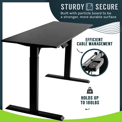 TechOrbits Electric Standing Desk Frame 60 x 24 Inch Tabletop - Motorized Workstation Two Leg Stand Up Desk with Memory Settings and Telescopic Sit Stand Height Adjustment (Black Frame/Wood BrownTop) TechOrbits