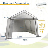 LINKHOO 10x10 FT Portable Garage Carport, Heavy-Duty Storage Shed with 220G Waterproof PE Tarp, Roll-Up Zipper Door & Vent, for Motorcycle, Bike, UTV, Tools, Outdoor Equipment, Gray LINKHOO