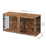 HOOBRO Dog Crate Furniture for 2 Dogs, 63" Large Double Dog Crate Furniture with Divider, Wooden Indoor Kennel TV Stand for Medium Large Dogs, Rustic Brown BF55GW03 HOOBRO