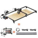 Longer RAY5 20000mW Laser Engraver Bundle with Air Assist Kit & Y-Axis Extension Kit, 15.7"x33.5" Engraving Area, DIY Cutting Tool for Metal, Acrylic, Wood, Glass, Leather - High Precision, Class IV Longer