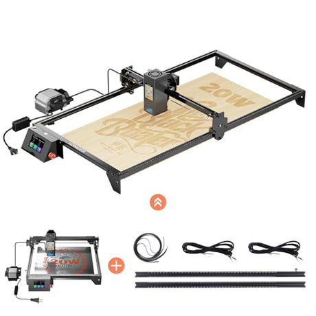 Longer RAY5 20000mW Laser Engraver Bundle with Air Assist Kit & Y-Axis Extension Kit, 15.7"x33.5" Engraving Area, DIY Cutting Tool for Metal, Acrylic, Wood, Glass, Leather - High Precision, Class IV Longer