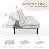 Opoiar 71-Inch Futon Sofa Bed, Convertible Guest Bed & Loveseat | Cozy Faux Leather with Adjustable Positions for Welcoming Living Rooms - White Opoiar