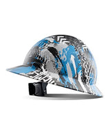 LANON Full Brim Hard Hat, OSHA Construction Work Approved, Blue Pattern Design, FRP Safety Helmet with 4 Point Adjustable Ratchet Suspension, Class C LANON Protection