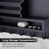 Lucundm Key and Mail Holder Wall Mount, Key Hanger with Long Storage Box and 5 Hooks for Coat, Dog Leash, Home Decor Rack, House Accessories, Entry Way Organizer 11.8”W x 7.8”H x 3.2”D Lucundm