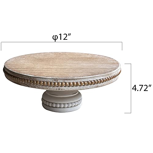 dwellington Large Round Wood Risers for Display, 12" Decorative Rustic Farmhouse Cake Stand Pedestal Tray for Home and Kitchen Decor