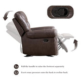 CANMOV Rocker Recliner Chair, Leather Recliner Chair with Overstuffed Backrest and Armrests, Manual Single Sofa for Living Room,Bedroom, Dark Grey