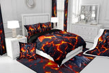 Manfei Dragon Comforter Set Twin Size,Volcano Eruption 3D Red Lava Flame Print Bedding Set 2 Pcs for Boys Girls,Cute Black Dragon Mystic Animal Natural Disaster Down Comforter,1 Pillowcase Manfei