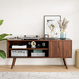 Cozy Castle TV Stand for 48 Inch TV, Mid Century Modern Entertainment Center with Storage Cabinet, TV Media Console for Living Room, Bedroom, Dark Brown Cozy Castle