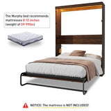 Hlivelood Full Size Murphy Bed with 2 LED Lights, Farmhouse Wood Hidden Foldable Wall Bed Frame w/Gas Struts, Storage Bed Cabinet for Bedroom, Office, Space-Saving, No Box Spring Needed, Brown Hlivelood