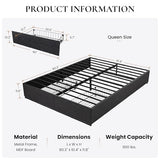 SHA CERLIN Queen Platform Bed Frame with 2 Large Storage Drawers - Heavy Duty Metal & Rustic Wood, Noise-Free, No Box Spring Needed, Black SHA CERLIN