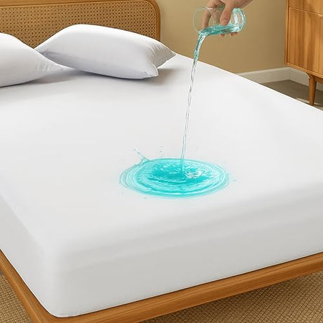 King Waterproof Mattress Protector - Noiseless, Breathable, Machine Washable Fitted Mattress Cover with Deep Pocket up to 18” Dreamzie