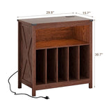 ChooChoo Large Record Player Stand with Charging Station & LED Light, Vinyl Record Holder hold up to 300 Albums, Farmhouse End Table for Bedroom, Living Room, Walnut ChooChoo