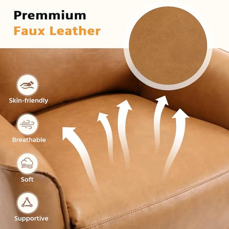 HAOMARKETS Swivel Rocker Recliner Chair, Manual Faux Leather Glider Rocking Recliners for Adults, 360° Swivel Nursery Reclining Sofa with Storage Pocket HAOMARKETS