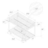 DHP Miles Silver Low Metal Bunk Bed Frame for Kids - Twin Over Twin with Built-in Ladder and High Guardrails DHP