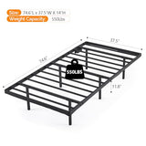 VINGLI 14 Inch Twin Floating Bed Frame with USB Charging Station/LED Lights, Single Platform Bed Foudation Base Heavy Duty Metal Slat, No Box Spring Needed,Black VINGLI