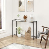 Livofloral 40.6" Tempered Glass Console Table for Entryway, Narrow Console Tables with Storage, Hallway Table for Entryway, Living Room, Black Sofa Tables Behind Couch, Modern Style, Easy Assemble Livofloral