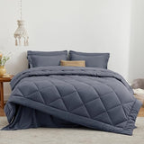 Love's cabin Full Comforter Set Navy Blue, 7 Pieces Full Bed in a Bag, All Season Bedding Sets with 1 Comforter, 1 Flat Sheet, 1 Fitted Sheet, 2 Pillowcase and 2 Pillow Sham Love's cabin