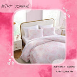 Betsey Johnson - Queen Duvet Cover Set, Silky Smooth Bedding with Shiny Satin Weave & Internal Corner Ties, 3 Piece Bed Set with Matching Pillowcases (Butterfly Garden Pink) Betsey Johnson