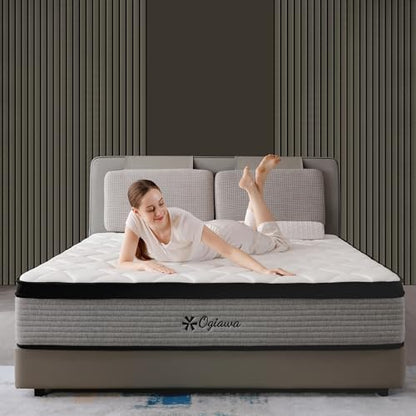 OGlAWA Twin Mattress in a Box,10 Inch Twin Mattresses,Gel Memory Foam Medium Firm Grey Hyrid Mattress,Quality Comfort and Adaptive Support Breathable Cooling Twin Mattress,CertiPUR-US.