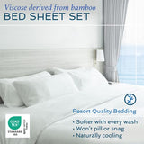 Hotel Sheets Direct 4 Piece Bed Sheet Set Full Size, 100% Viscose Derived from Bamboo Sheets Set with 2 Pillowcases, Cooling & Breathable Luxury Bedding, Moisture-Wicking & Silky Soft, Light Blue Hotel Sheets Direct