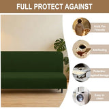 U-NICE HOME Stretch Futon Cover Armless Bed Slipcover - Soft Jacquard Fabric Washable for Pet Friendly, Bronze Green U-NICE HOME