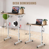 SIDUCAL Small Standing Desk Adjustable Height, Small Mobile Stand Up Desk with Wheels, Rolling Desk for Standing or Sitting, Portable Computer Desk for Walking Pad SIDUCAL