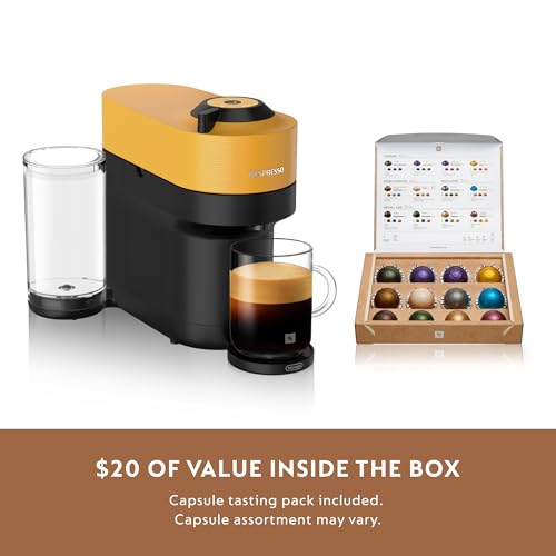 Nespresso Vertuo Pop+ Coffee and Espresso Machine by De'Longhi, Mango Yellow