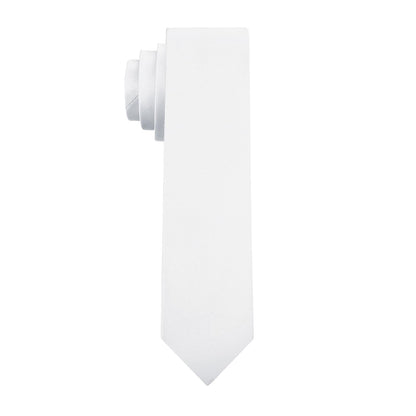 PenSee Men's White Ties Solid Pure Color 2.35" (6CM) Plain Slim Necktie Skinny Ties For Men