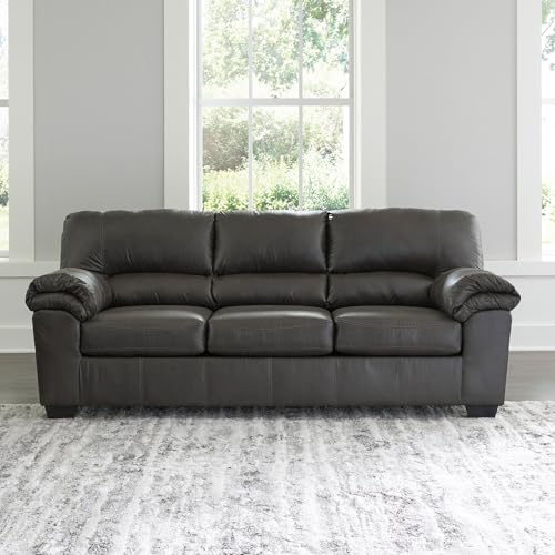 Signature Design by Ashley Bladen Faux Leather Sofa, Gray Signature Design by Ashley