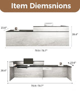 79" L-Shaped Reception Desk with Counter – Modern Front Desk Reception Room Table with Lockable Drawer, Keyboard Tray & Cable Grommet for Office, Salon, Lobby, Checkout (Gray & Black, Left) Anzhap