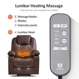 MCombo Large Power Lift Recliner Chair with Massage and Heat for Tall Elderly People, 3 Positions, Cup Holders, and USB Ports, Faux Leather 7516 (Large, Light Brown)