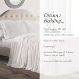 Lush Decor Ruffle Skirt Bedspread Set - 3-Piece Luxurious Farmhouse Bedding - Elegant Ruffle Detail - Timeless Style - Soft Lightweight Sheets - Queen, White Lush Decor