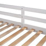 Merax Twin Over Twin Bunk Bed with Trundle, Solid Wood Stairway Bunk Bed Frame with 3 Storage Cabinet Staircase, No Spring Box Required, White Merax