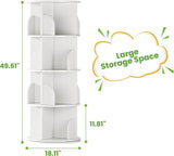 FOLINALA Rotating Bookshelf, Small Corner Bookcase with Storage for Small Space, 2 Tier 360 Spinning Bookshelf Tower, Revolving Book Shelf Organizer for Bedroom, Living Room and Study Room (White) FOLINALA