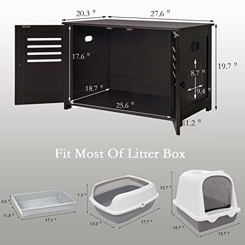 DINZI LVJ Litter Box Enclosure Furniture, Hidden Litter Box with Good Ventilation, Litter Box Cabinet, Wooden Cat Washroom Fit Most of Litter Box, Indoor Cat House, End Side Table, Espresso